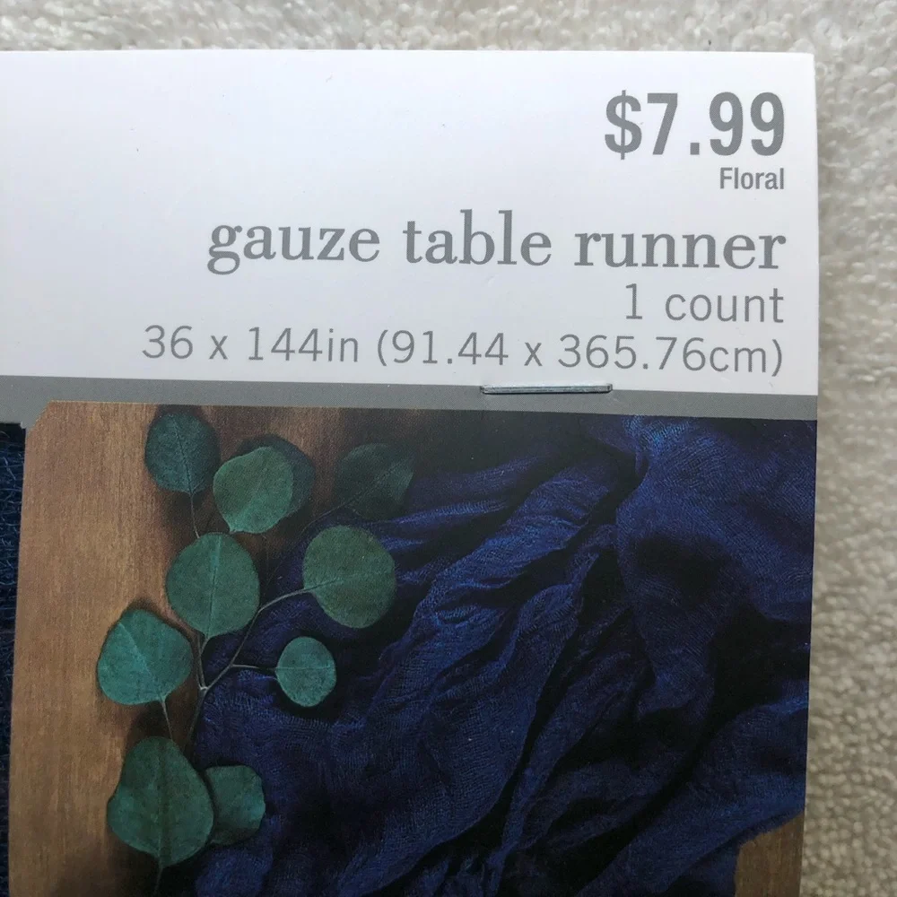 GAUZE TABLE RUNNERS, Navy Blue, 3 New In Package, 8 used once in ziploc